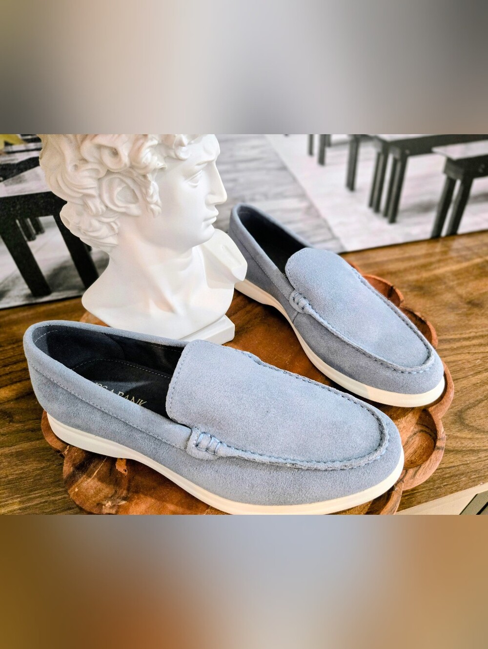 NWB Jos A Bank Slate Blue Suede Slip On Loafers Mens Size 8 D